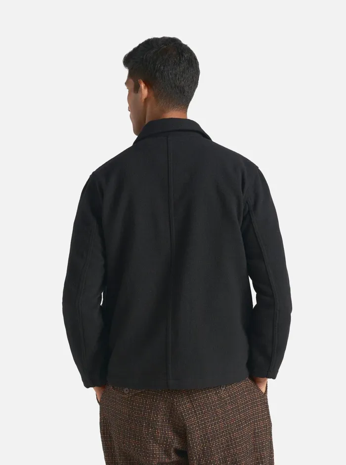Men Universal Works Utility Jacket In Black Recycled Soft Wool Universal Works Jackets