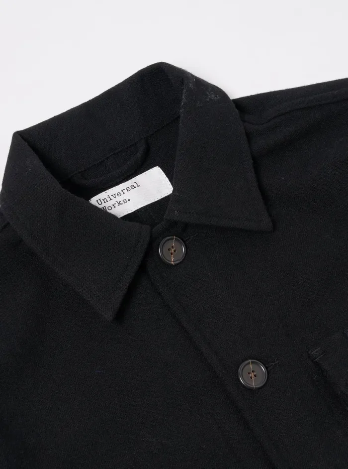 Men Universal Works Utility Jacket In Black Recycled Soft Wool Universal Works Jackets