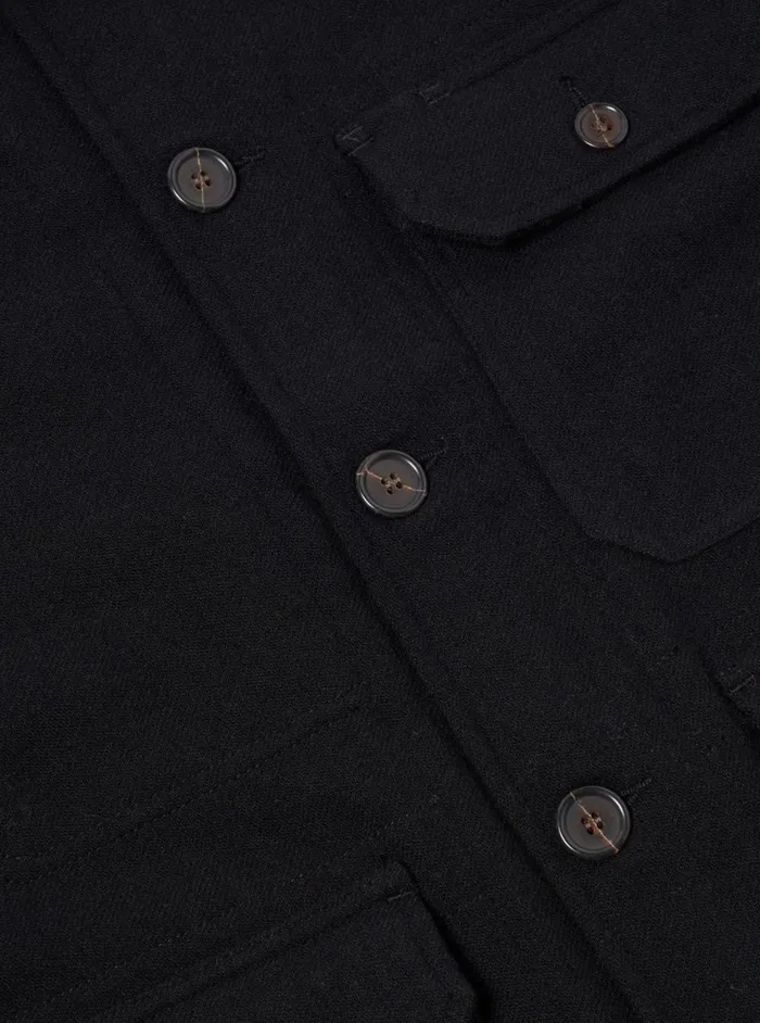 Men Universal Works Utility Jacket In Black Recycled Soft Wool Universal Works Jackets