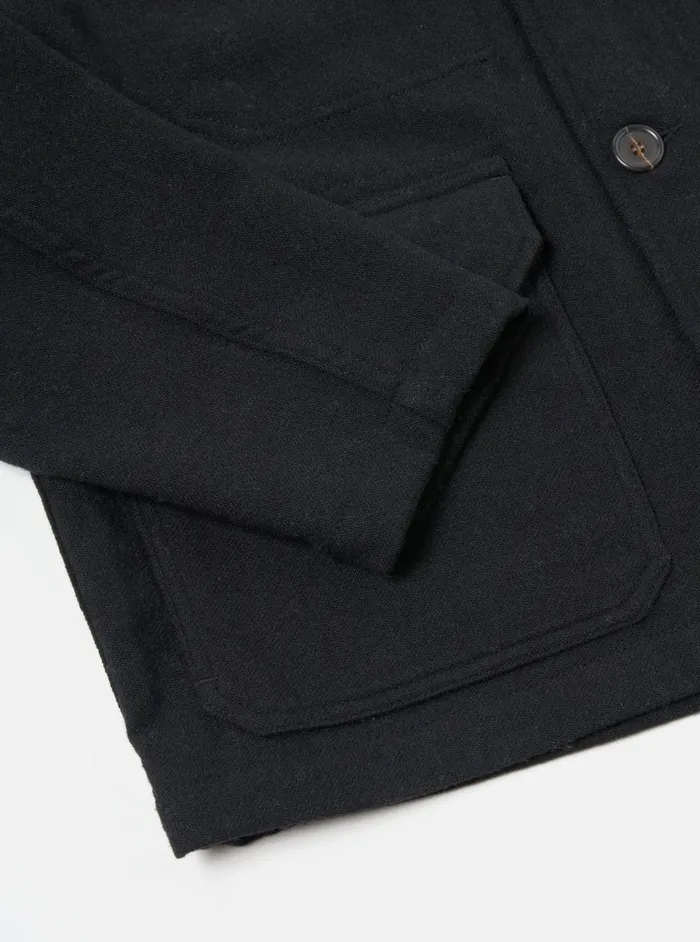 Men Universal Works Utility Jacket In Black Recycled Soft Wool Universal Works Jackets