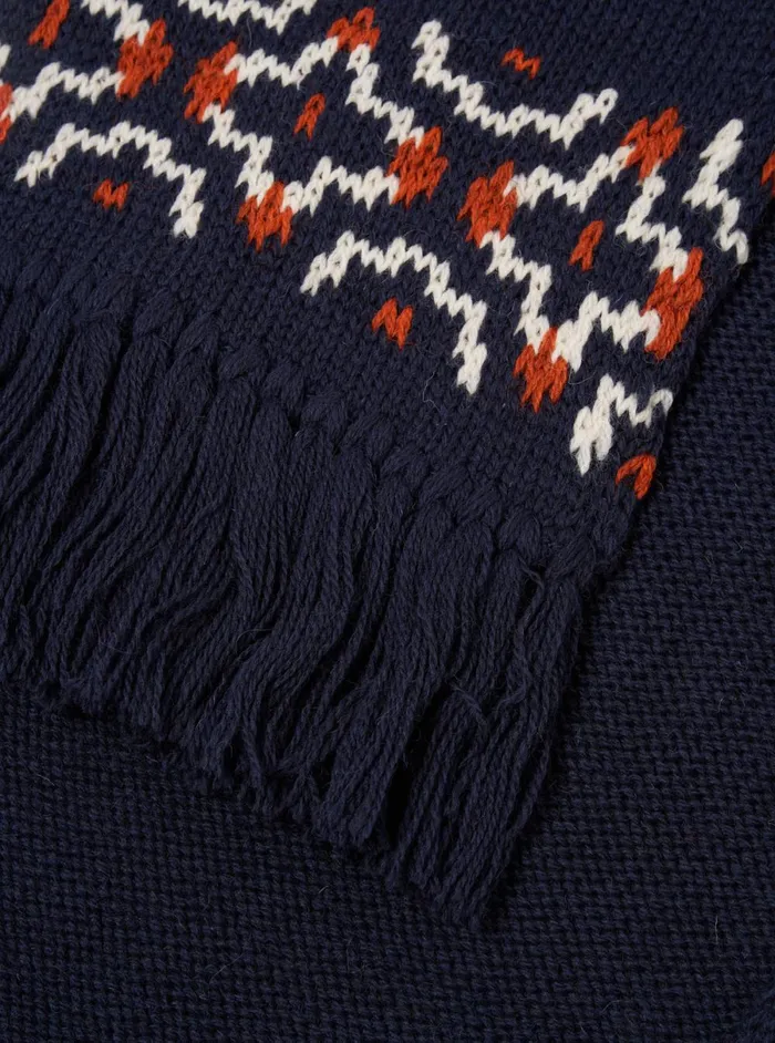 Men Universal Works Wool Scarf In NavyEcru British Wool Universal Works Scarves