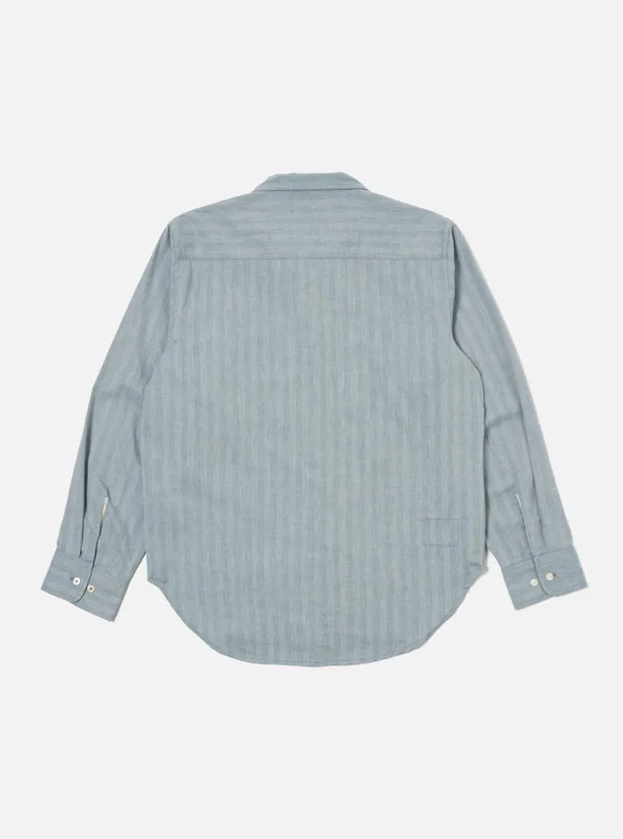 Men Universal Works Work Shirt In Blue Harlow Cotton Universal Works Overshirts