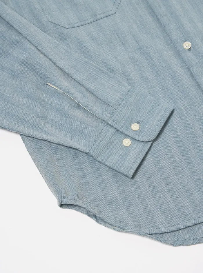 Men Universal Works Work Shirt In Blue Harlow Cotton Universal Works Overshirts