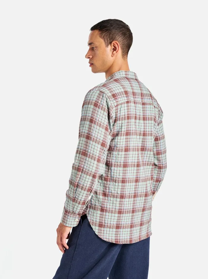 Men Universal Works Work Shirt In BrownPistachio Pattin Check Universal Works Overshirts