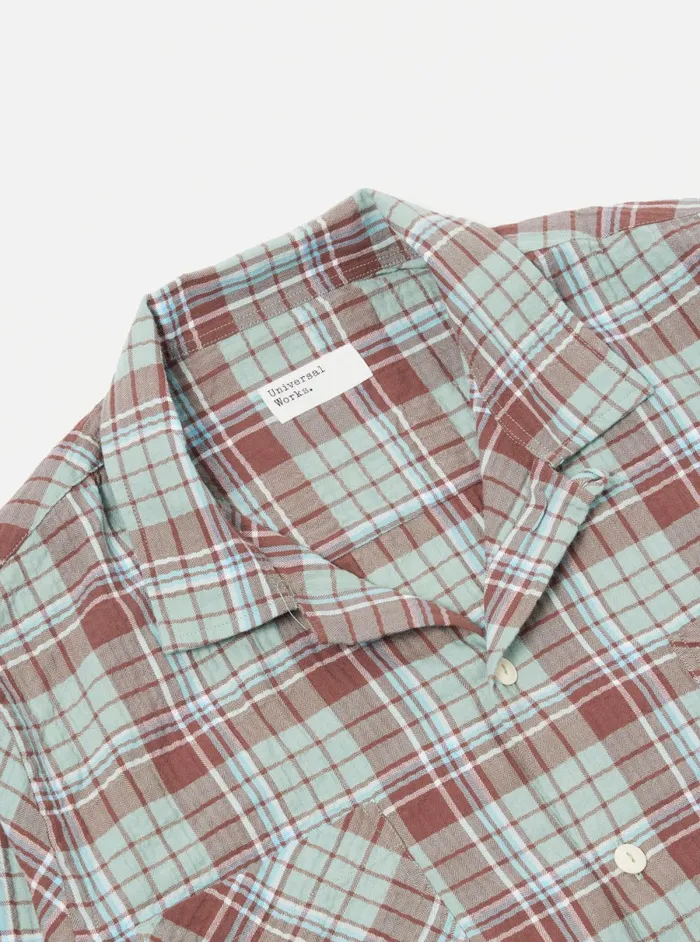 Men Universal Works Work Shirt In BrownPistachio Pattin Check Universal Works Overshirts