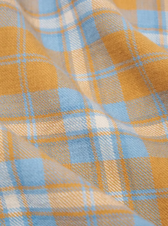 Men Universal Works Work Shirt In Gold Slub Twill Check Universal Works Overshirts