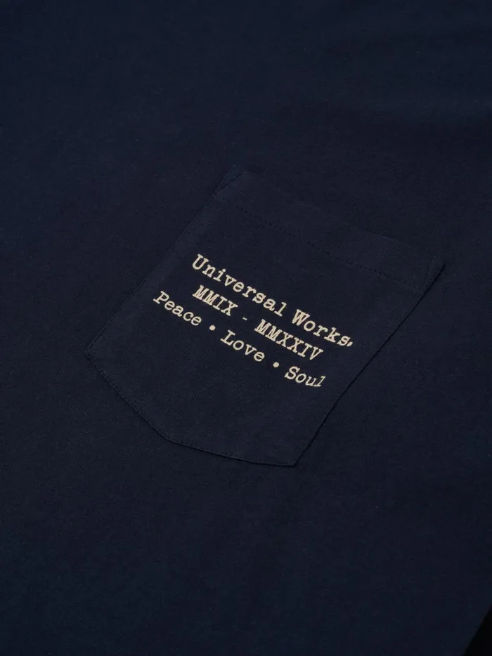 Men Universal Works Xv Tee Shirt In Navy Print Jersey Universal Works Tees