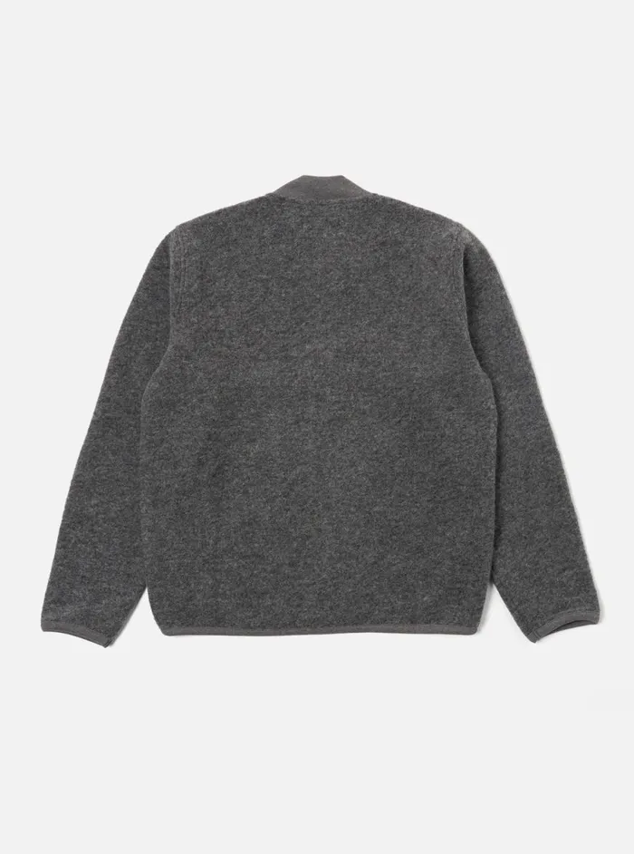 Men Universal Works Zip Bomber In Grey Marl Wool Fleece Universal Works Jackets