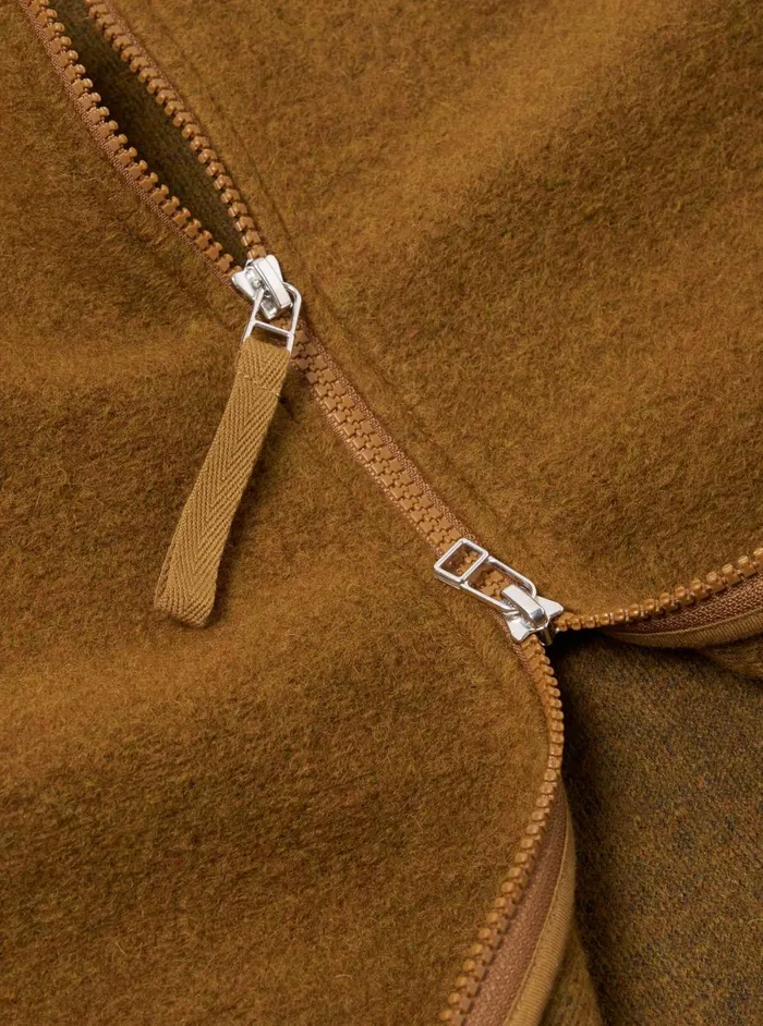Men Universal Works Zip Waistcoat In Mustard Wool Fleece Universal Works Fleece