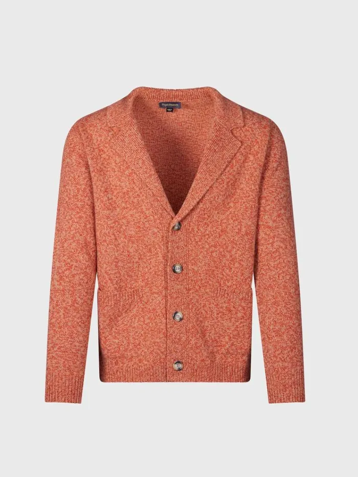 Merino Wool Button Front Cardigan Burnt Orange Men Paul Stuart Sweaters