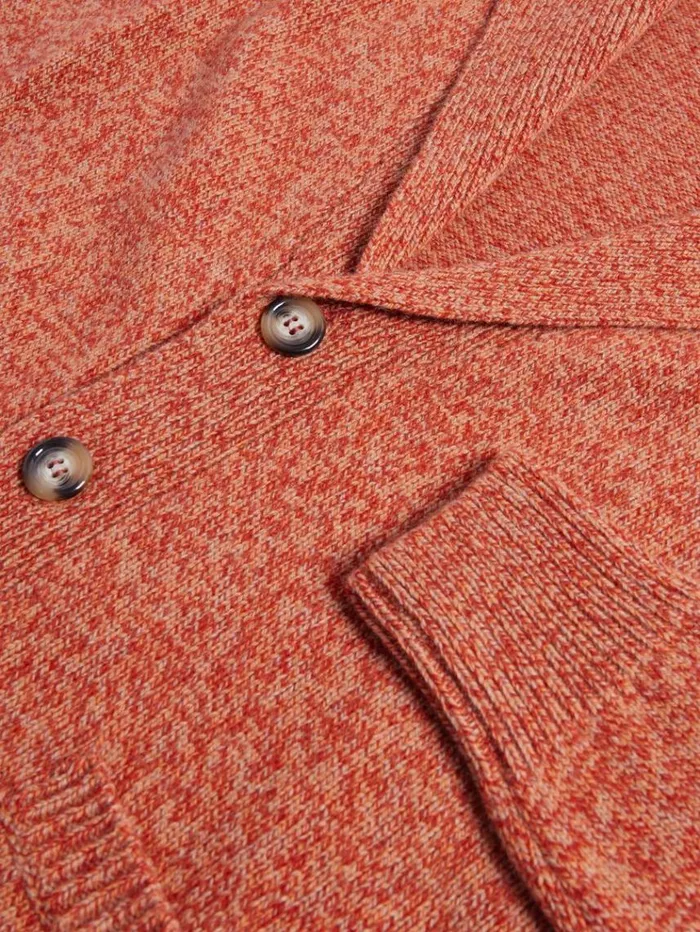 Merino Wool Button Front Cardigan Burnt Orange Men Paul Stuart Sweaters