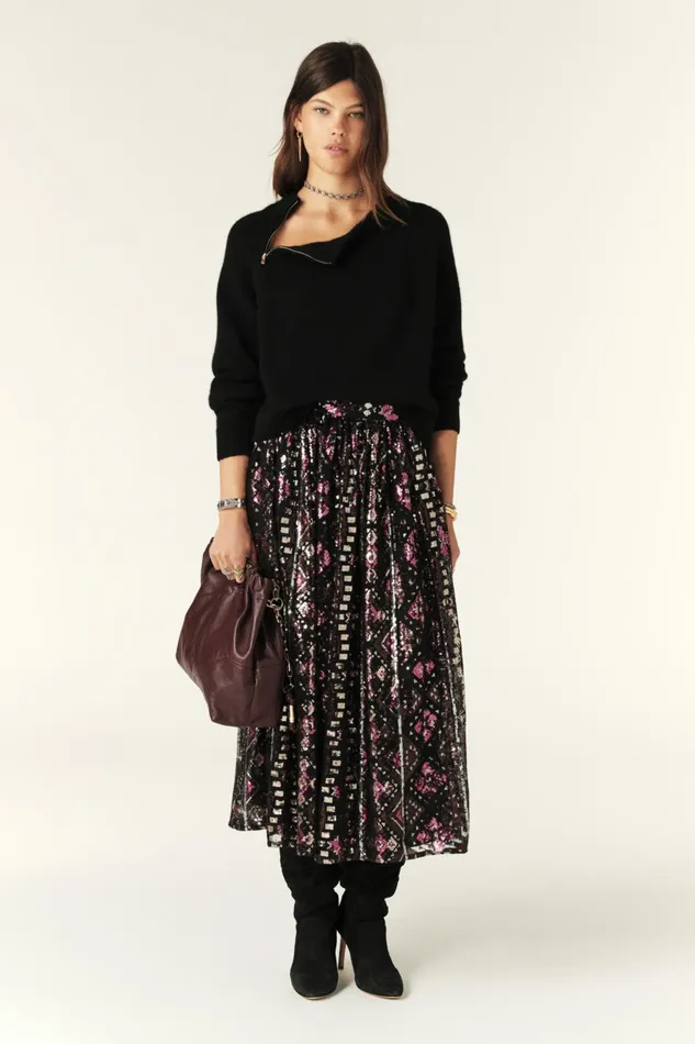 Midi Skirt Pippa Black Women Baandsh Skirts and Shorts
