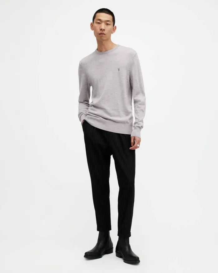 Mode Merino Crew Neck Ramskull Sweater Cool Grey Men AllSaints Sweaters