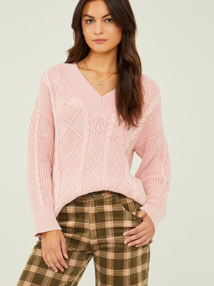 Morgan Oversized Cable Tunic Lightpink Women Altar039d State Sweaters