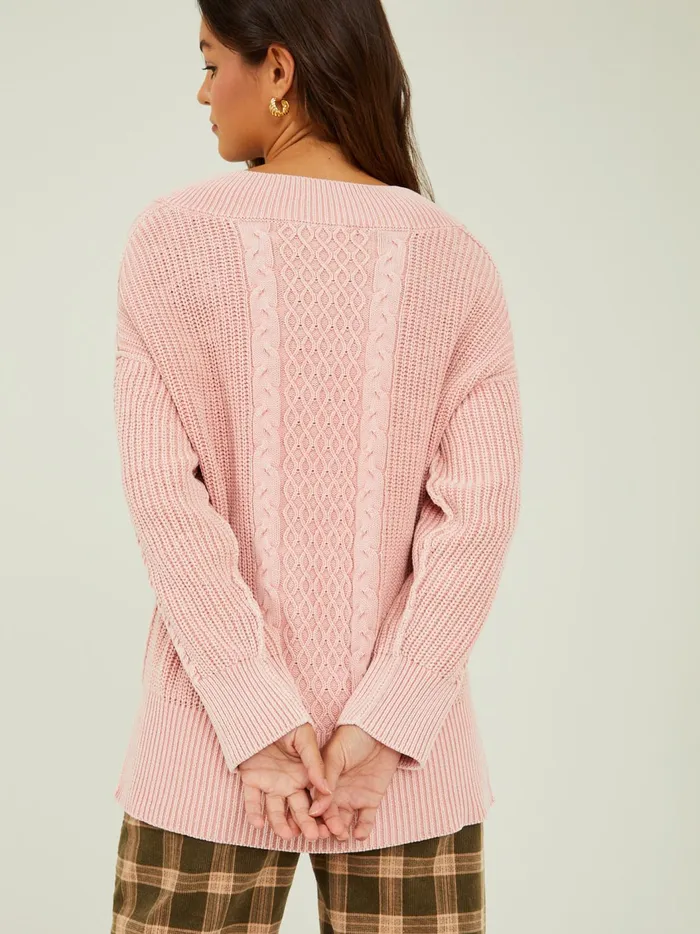 Morgan Oversized Cable Tunic Lightpink Women Altar039d State Sweaters