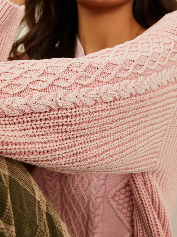Morgan Oversized Cable Tunic Lightpink Women Altar039d State Sweaters