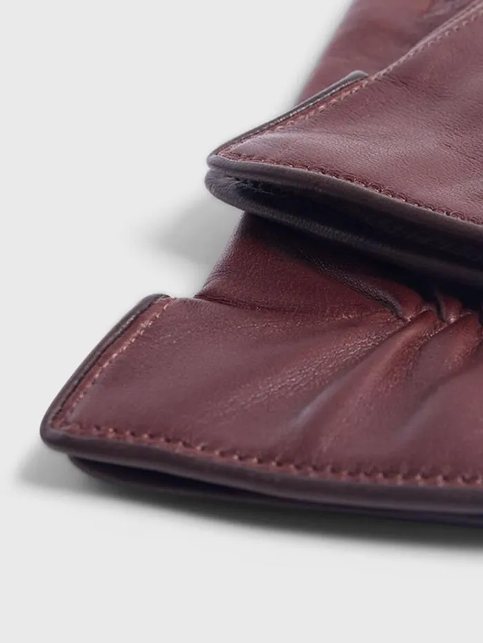 Nappa Leather Saddle Stitch Glove Brown Men Paul Stuart Scarves Hats Gloves