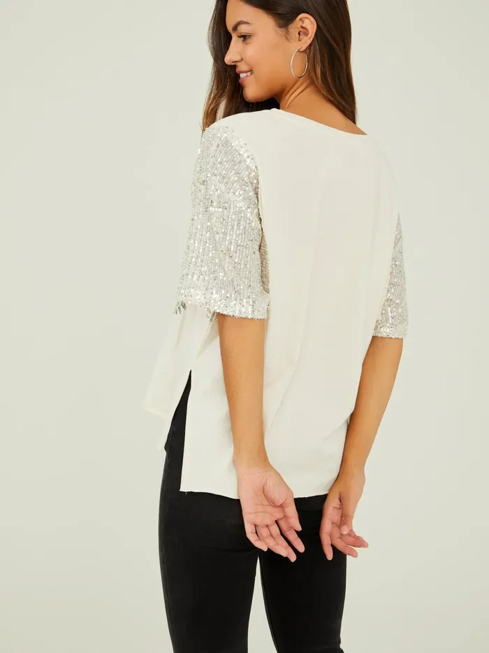 Nashville Sequin Oversized Tee Arcticwolf Women Altar039d State Graphics