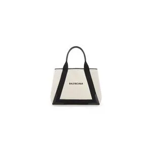 Navy Medium Cabas In Beige Women Balenciaga Tote Bags