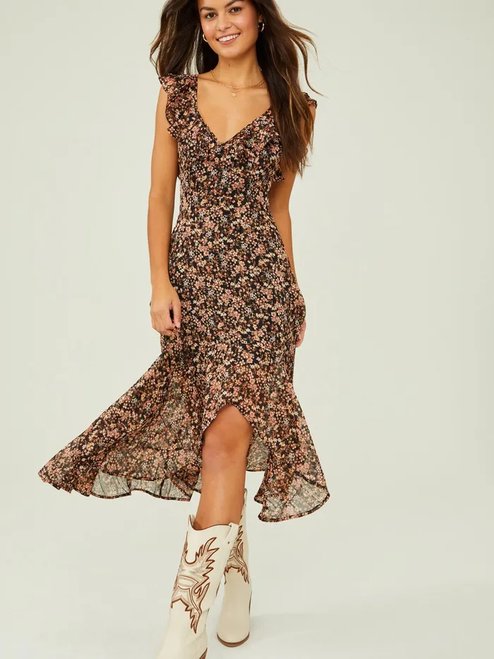 Nilli Floral High Low Dress Blackmulti Women Altar039d State Maxi Midi