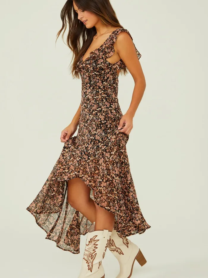 Nilli Floral High Low Dress Blackmulti Women Altar039d State Maxi Midi