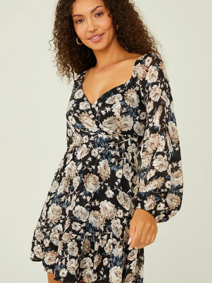 Ophelia Floral Tie Back Dress Blackmulti Women Altar039d State Casual