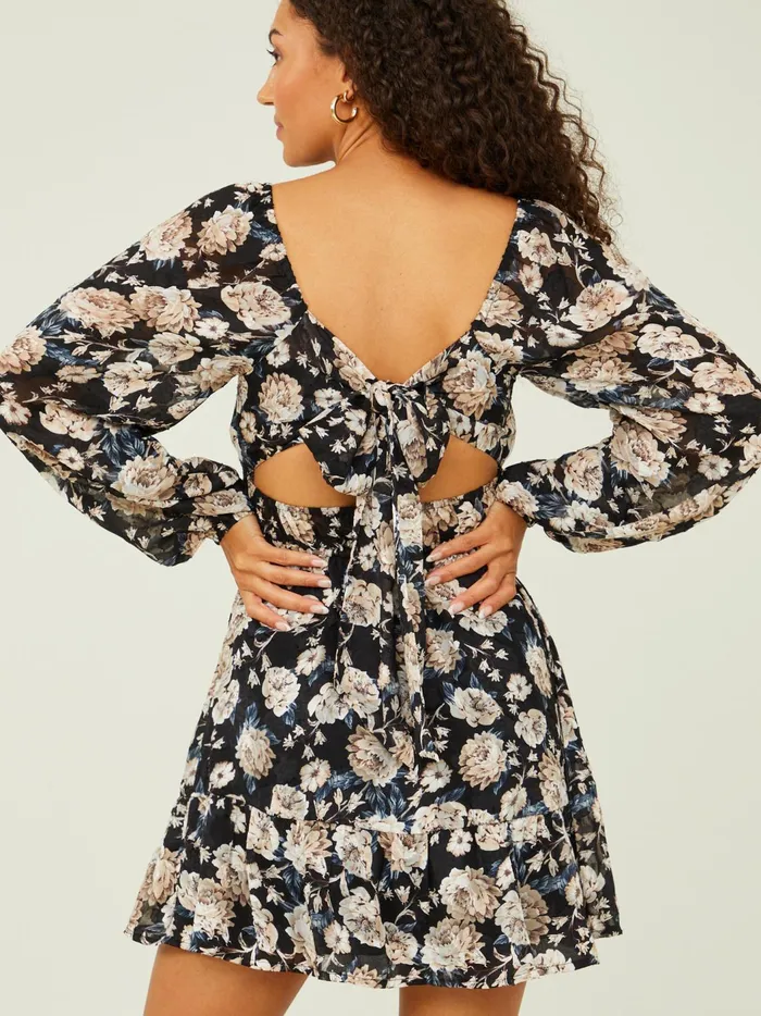 Ophelia Floral Tie Back Dress Blackmulti Women Altar039d State Casual