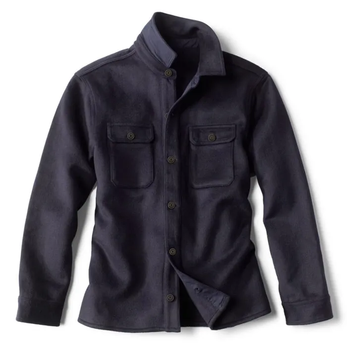 Orvis Jackets Men Wool Worker Shirt Jacket Navy