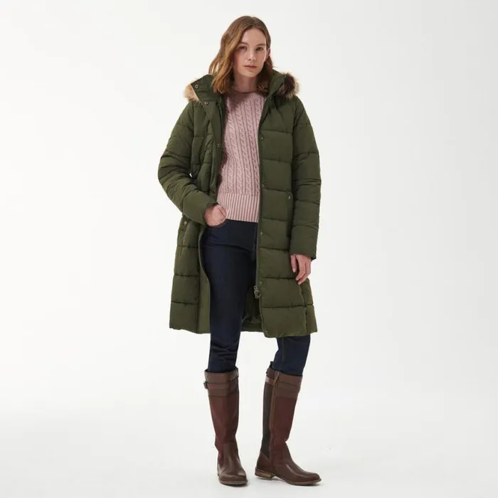 Orvis Jackets Women Barbour Grayling Quilted Parka Olive