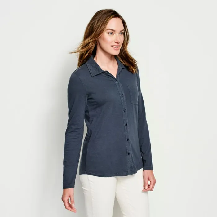 Orvis Shirts Women Canyon ButtonFront Tee Navy