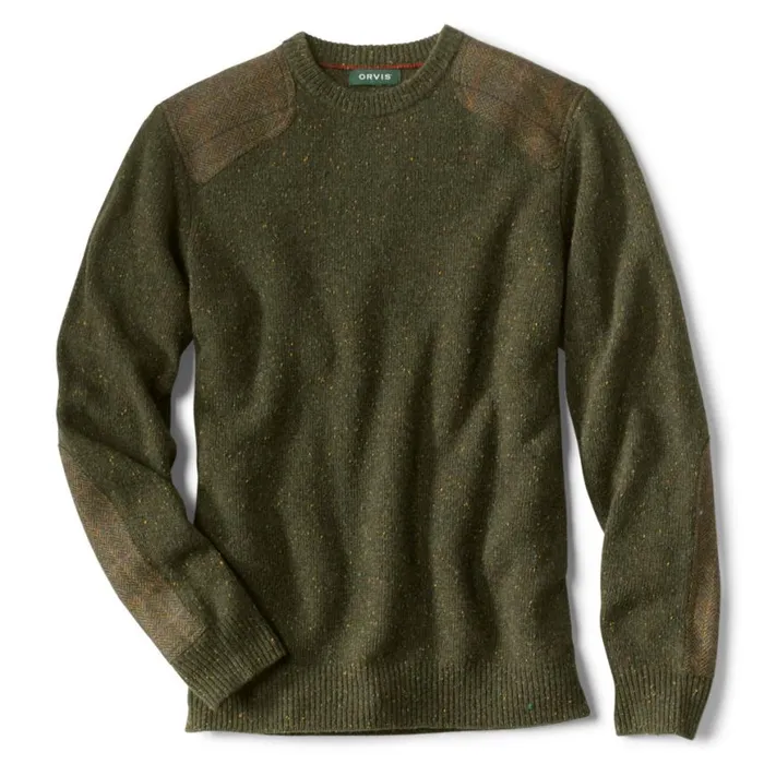Orvis Sweaters Men Tweed Crewneck Sweater Olive