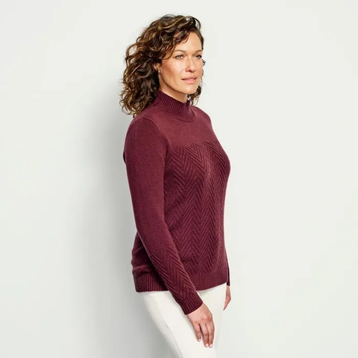 Orvis Sweaters Women Cashmere Herringbone Mockneck Sweater Port