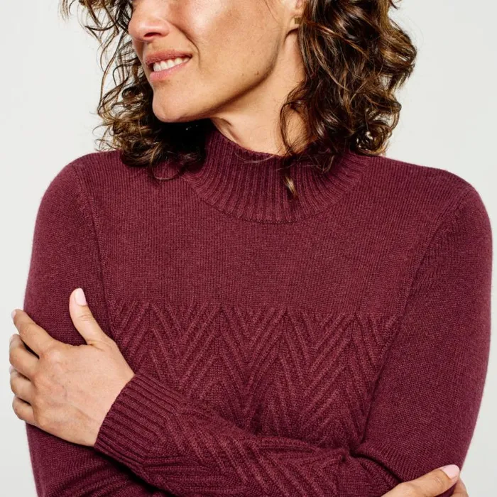 Orvis Sweaters Women Cashmere Herringbone Mockneck Sweater Port