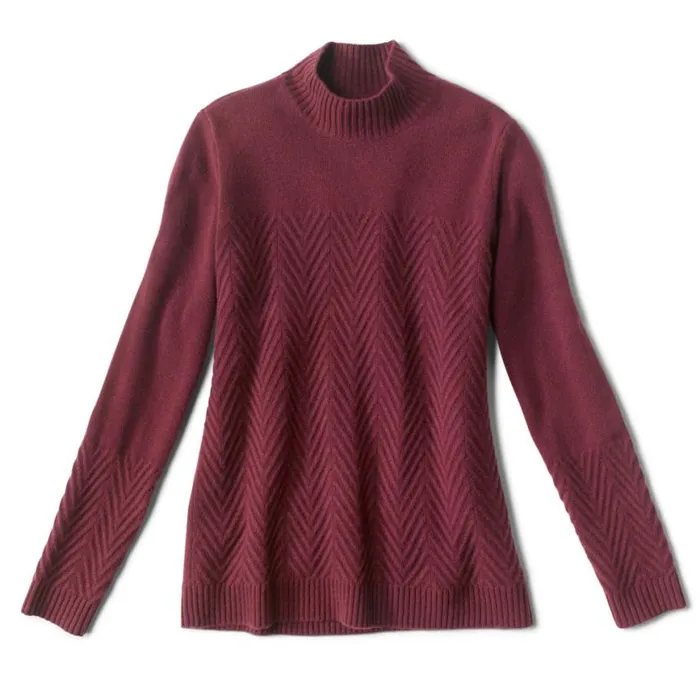 Orvis Sweaters Women Cashmere Herringbone Mockneck Sweater Port