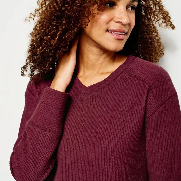 Orvis Sweatshirts Women Textured VNeck Sweatshirt Port