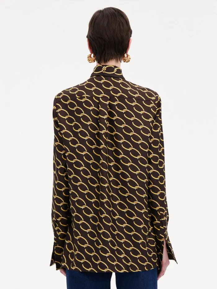 Oscar De La Renta Blouses and Knits Oscar ChainLink Silk Twill Blouse Cafe Gold 8211 Women Oscar De La Renta Blouses and Knits Oscar ChainLink Silk Twill Blouse Cafe Gold 8211 Women