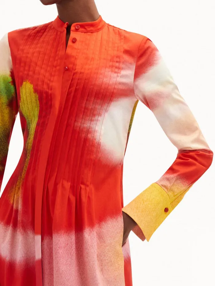 Oscar De La Renta Dresses Abstract Watercolor Caftan Vermilion Multi 8211 Women Oscar De La Renta Dresses Abstract Watercolor Caftan Vermilion Multi 8211 Women