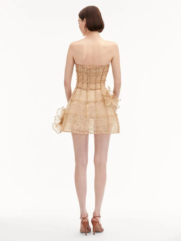 Oscar De La Renta Dresses Crystal Grid Orchid Cocktail Dress Gold 8211 Women Oscar De La Renta Dresses Crystal Grid Orchid Cocktail Dress Gold 8211 Women