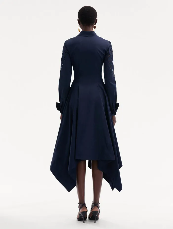 Oscar De La Renta Dresses Fern Cutout Cotton Twill Dress Navy 8211 Women Oscar De La Renta Dresses Fern Cutout Cotton Twill Dress Navy 8211 Women