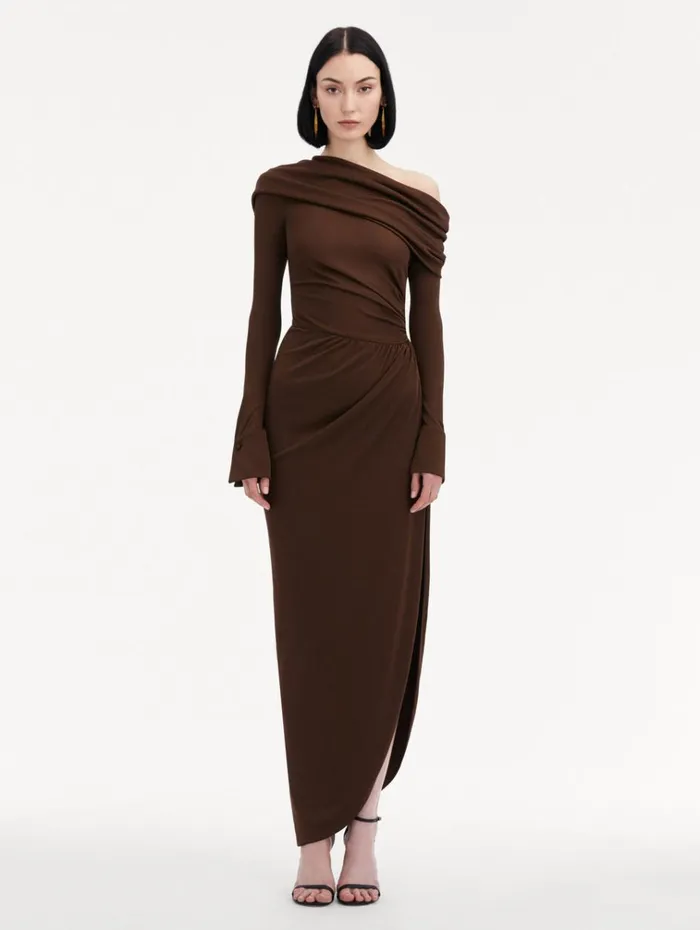Oscar De La Renta Dresses Off Shoulder Jersey Cocktail Dress Chocolate 8211 Women Oscar De La Renta Dresses Off Shoulder Jersey Cocktail Dress Chocolate 8211 Women