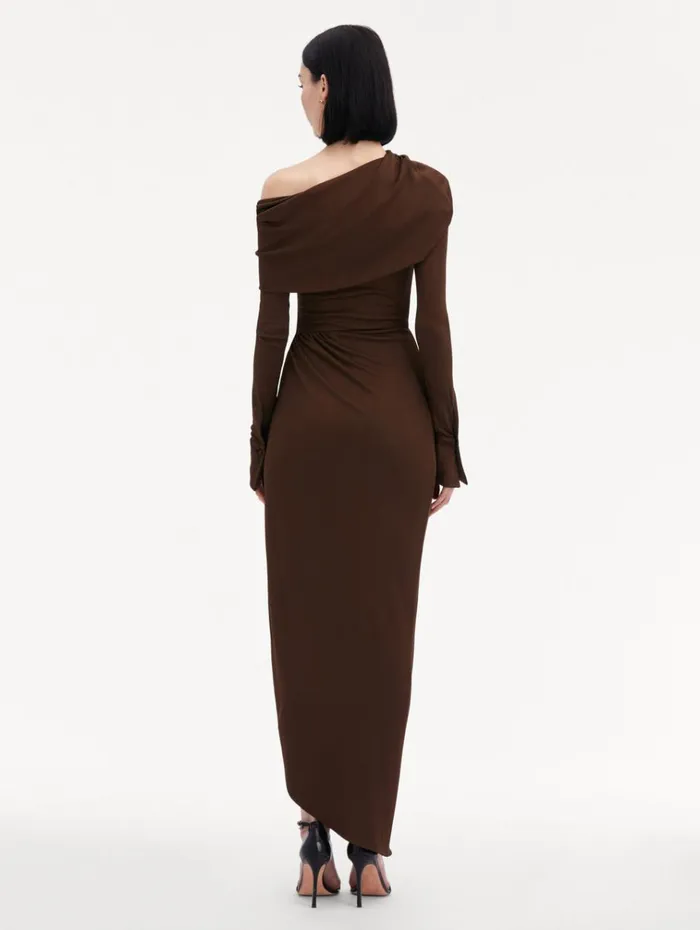 Oscar De La Renta Dresses Off Shoulder Jersey Cocktail Dress Chocolate 8211 Women Oscar De La Renta Dresses Off Shoulder Jersey Cocktail Dress Chocolate 8211 Women