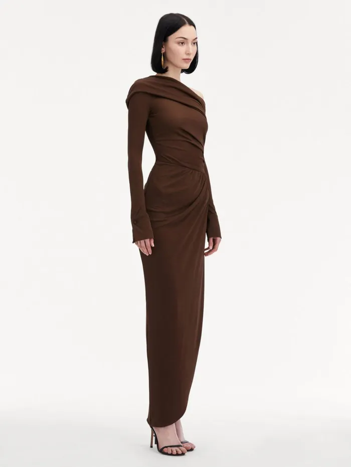 Oscar De La Renta Dresses Off Shoulder Jersey Cocktail Dress Chocolate 8211 Women Oscar De La Renta Dresses Off Shoulder Jersey Cocktail Dress Chocolate 8211 Women