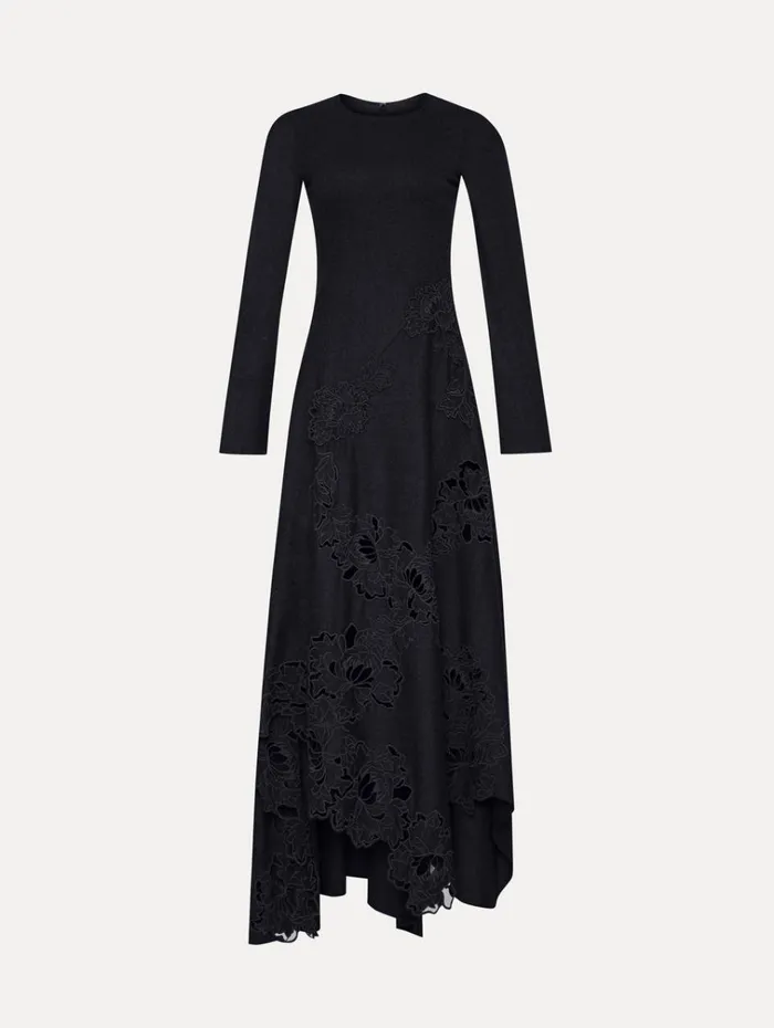 Oscar De La Renta Dresses Peony Guipure Appliqu Dress Charcoal 8211 Women