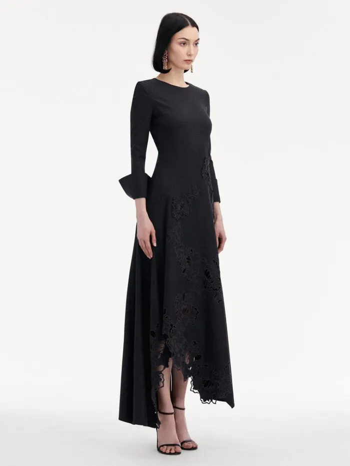 Oscar De La Renta Dresses Peony Guipure Appliqu Dress Charcoal 8211 Women