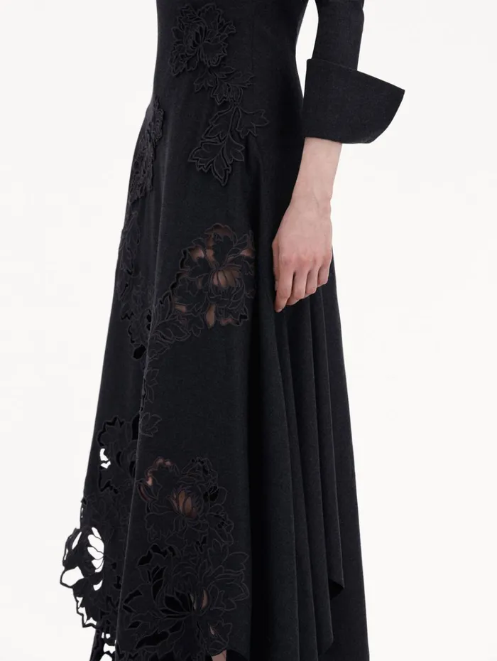 Oscar De La Renta Dresses Peony Guipure Appliqu Dress Charcoal 8211 Women