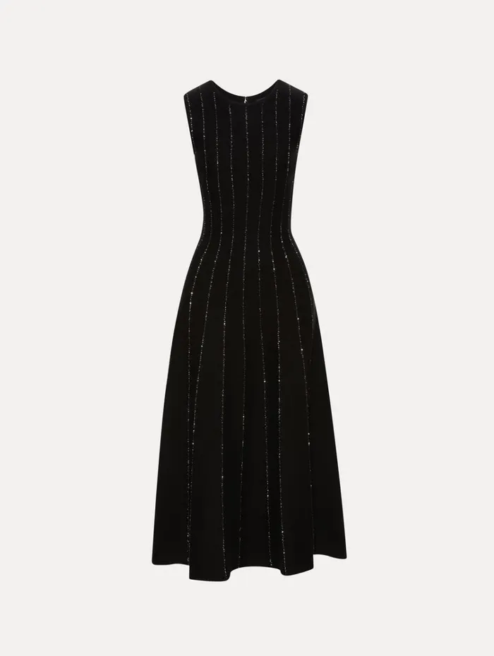 Oscar De La Renta Dresses Sequin Embroidered Knit Dress Black 8211 Women