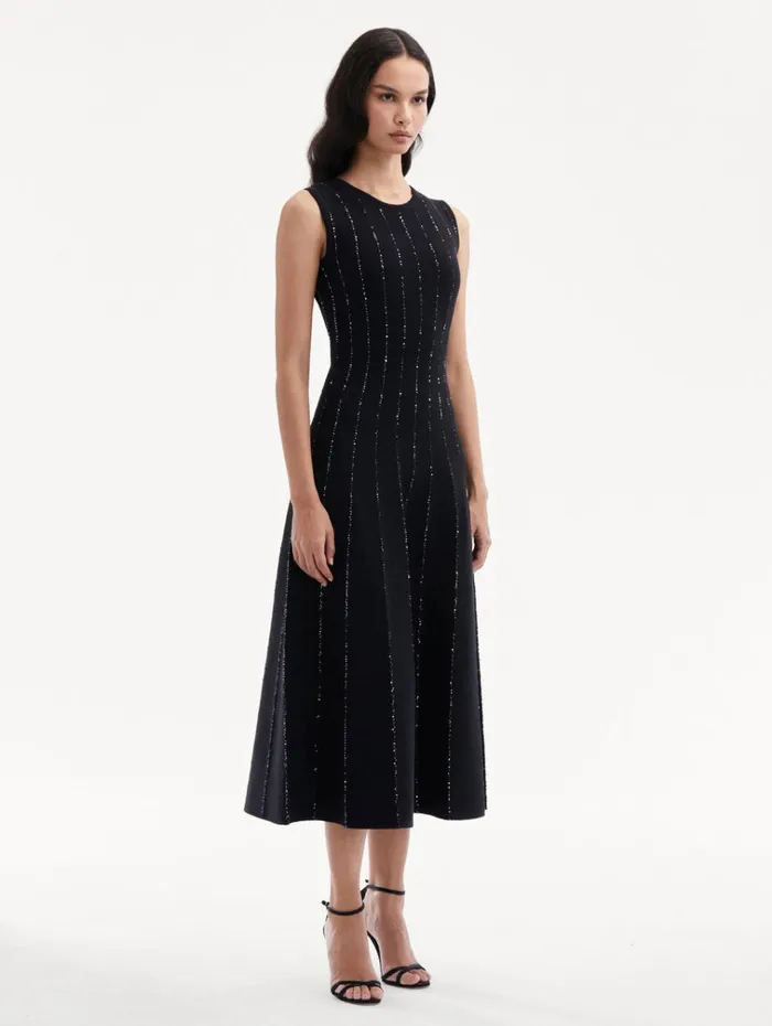 Oscar De La Renta Dresses Sequin Embroidered Knit Dress Black 8211 Women Oscar De La Renta Dresses Sequin Embroidered Knit Dress Black 8211 Women