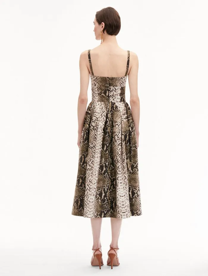 Oscar De La Renta Dresses Snake Cotton Poplin Dress Olive 8211 Women