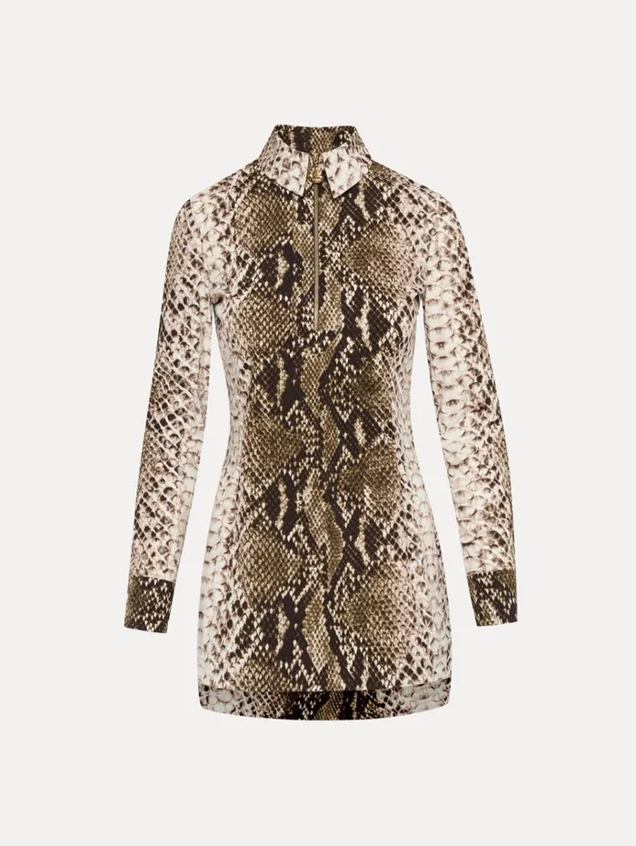 Oscar De La Renta Dresses Snake Cotton Poplin Shirt Dress Olive 8211 Women