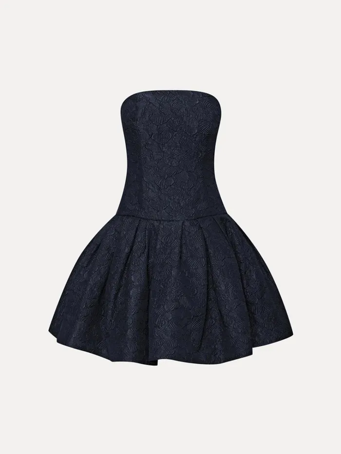 Oscar De La Renta Dresses Textured Floral Cloqu CapeBack Dress Navy 8211 Women